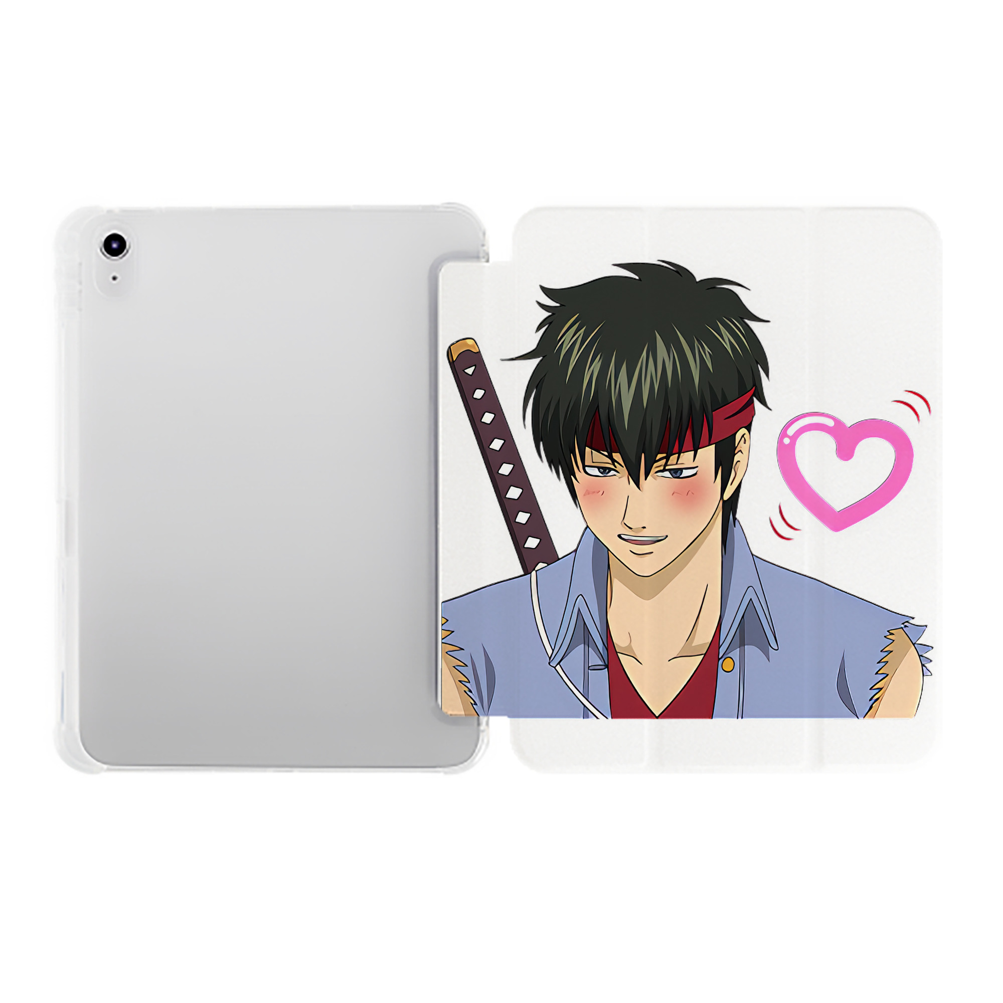 （画像用） ぎんたま 坂田銀時（さかたぎんとき） 神楽 志村新八（しむら しんぱち） GINTAMA Sakata Gintoki Kagura Shimura Shinpachi IPad ケース ペン収納付き 三つ折りスタンド PUレザー×シリコン 対応機種9.5/10.5/10.9インチ